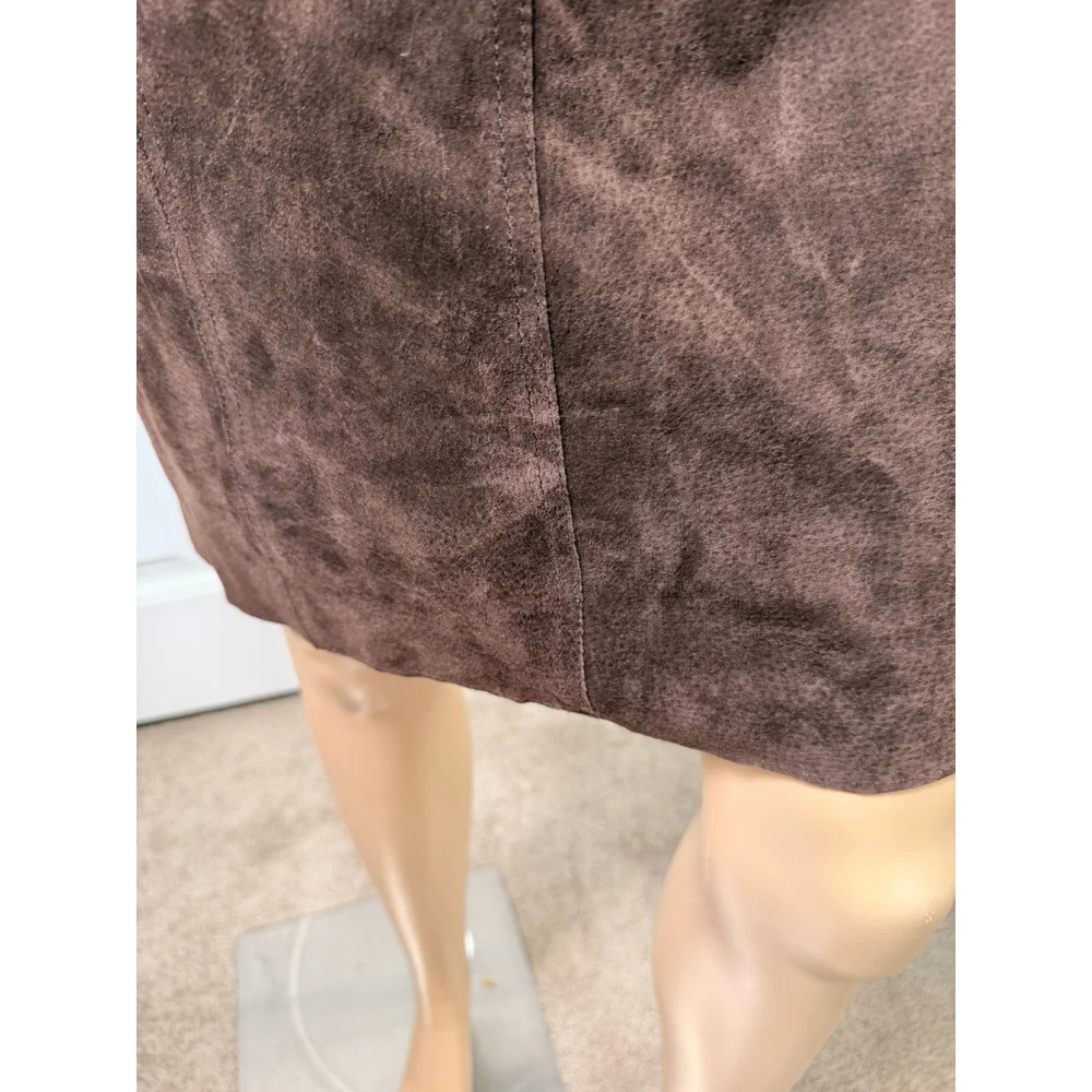 Women's Eddy & Co Chocolate Brown Genuine Suede Pencil Skirt 2P Quiet Luxury Y2K